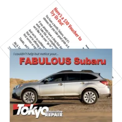 Drop card, Subaru, $30 voucher