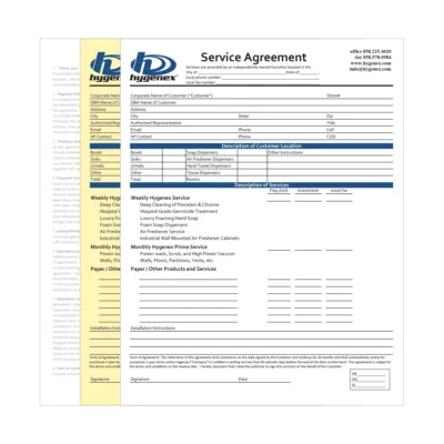 Service Agreement, 2-part NCR